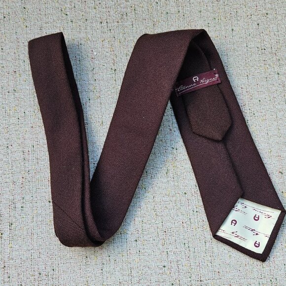 Vintage Etienne Aigner Men Ties Dark Brown Clasic Necktie - Picture 5 of 10